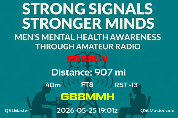 QSL Master Card for GB8MMH QSO with EG5SUN