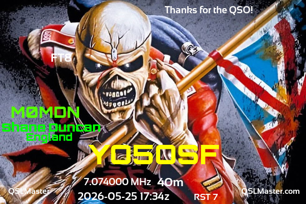 QSL Master Card for M0MDN QSO with YO5OSF