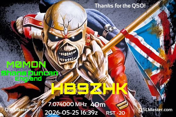 QSL Master Card for M0MDN QSO with HB9ZHK