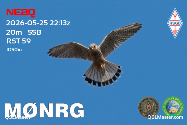 QSL Master Card for M0NRG QSO with NE2Q