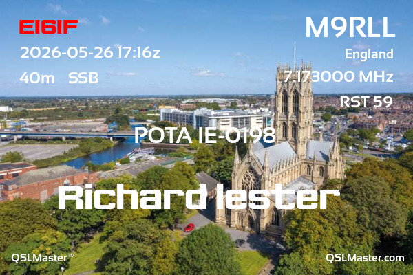 QSL Master Card for M9RLL QSO with EI6IF