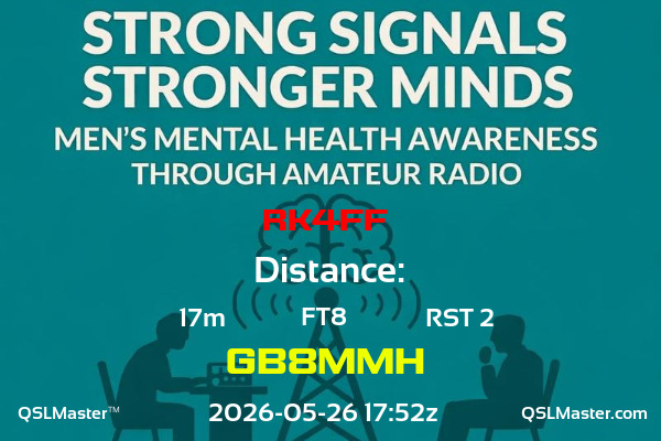 QSL Master Card for GB8MMH QSO with RK4FF