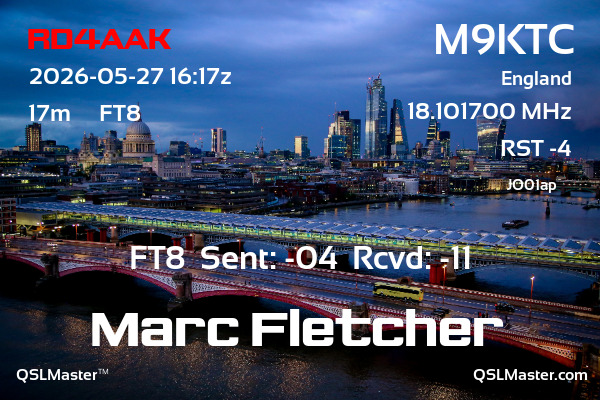 QSL Master Card for M9KTC QSO with RD4AAK