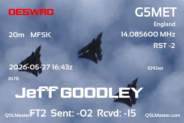 QSL Master Card for G5MET QSO with OE5WRO