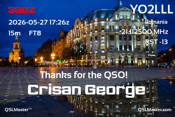 QSL Master Card for YO2LLL QSO with 3G0Z