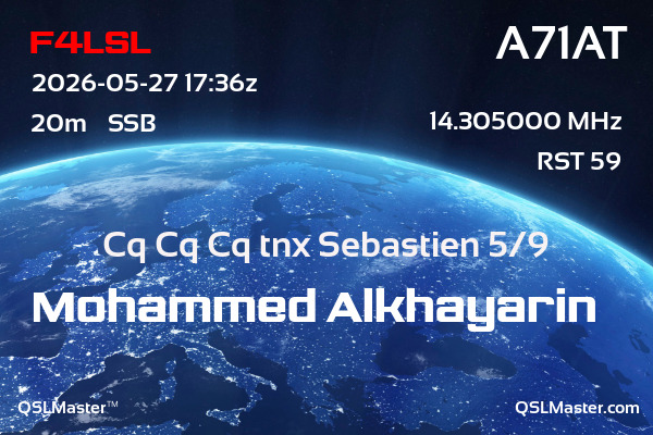 QSL Master Card for A71AT QSO with F4LSL
