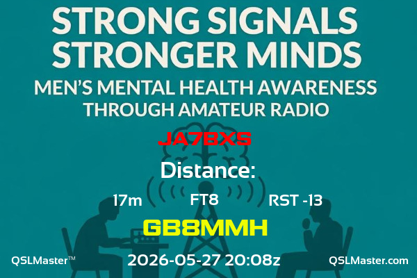 QSL Master Card for GB8MMH QSO with JA7BXS