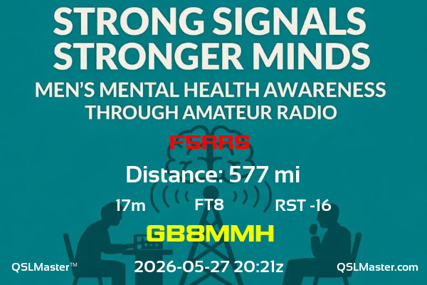 QSL Master Card for GB8MMH QSO with F5RRS