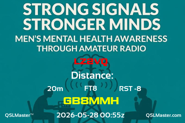 QSL Master Card for GB8MMH QSO with LZ2VQ