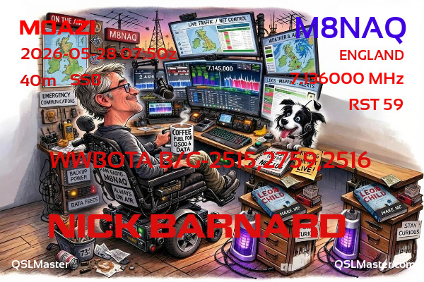 QSL Master Card for M8NAQ QSO with M0AZI
