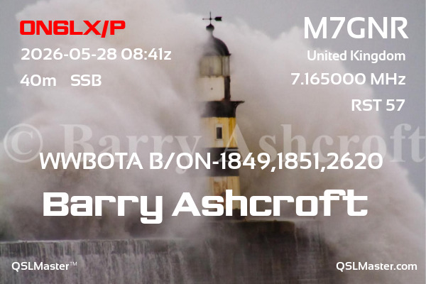 QSL Master Card for M7GNR QSO with ON6LX/P