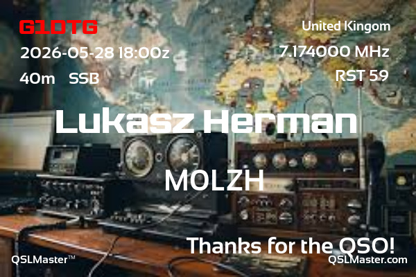 QSL Master Card for M0LZH QSO with G1DTG