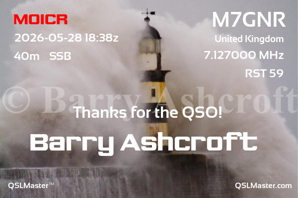 QSL Master Card for M7GNR QSO with M0ICR