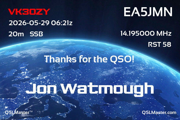 QSL Master Card for EA5JMN QSO with VK3OZY