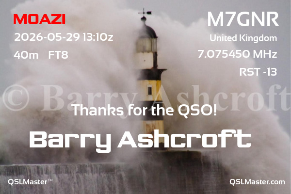 QSL Master Card for M7GNR QSO with M0AZI