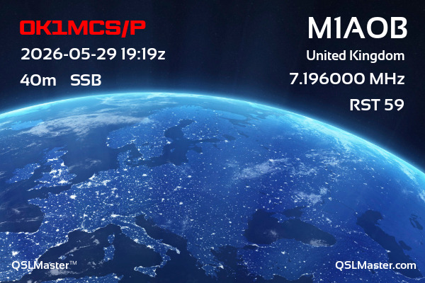 QSL Master Card for M1AOB QSO with OK1MCS/P