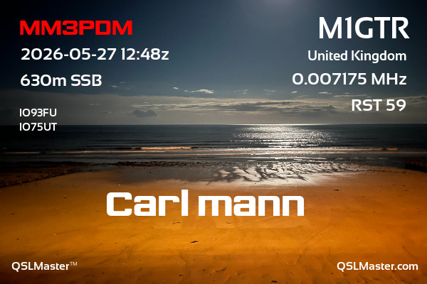 QSL Master Card for M1GTR QSO with MM3PDM