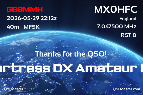 QSL Master Card for MX0HFC QSO with GB8MMH