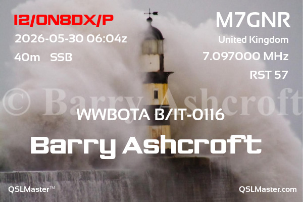QSL Master Card for M7GNR QSO with I2/ON8DX/P