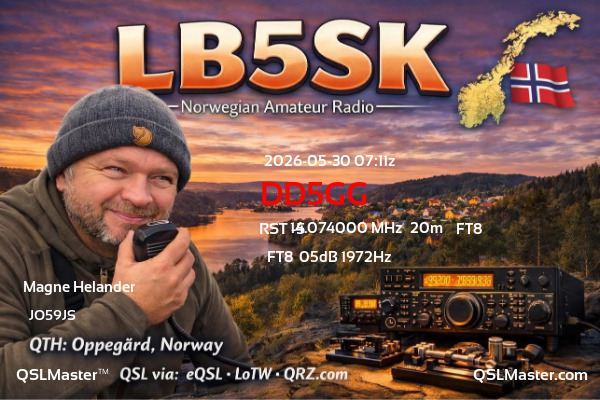 QSL Master Card for LB5SK QSO with DD5GG