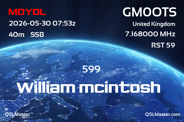 QSL Master Card for GM0OTS QSO with M0YOL