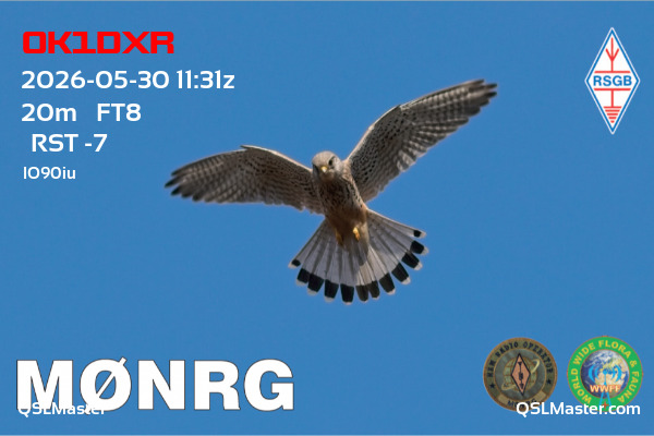 QSL Master Card for M0NRG QSO with OK1DXR