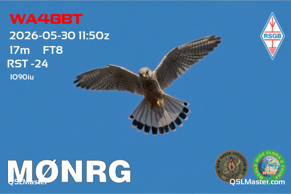 QSL Master Card for M0NRG QSO with WA4GBT