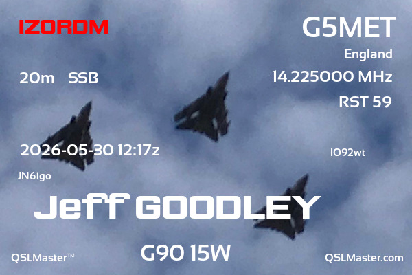 QSL Master Card for G5MET QSO with IZ0RDM