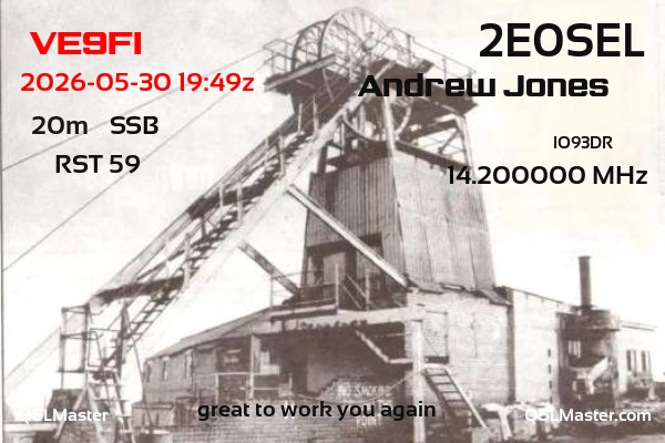 QSL Master Card for 2E0SEL QSO with VE9FI