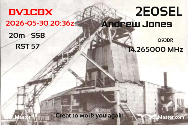 QSL Master Card for 2E0SEL QSO with OV1CDX