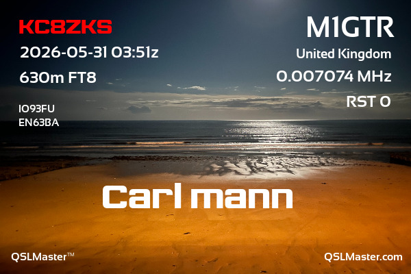 QSL Master Card for M1GTR QSO with KC8ZKS