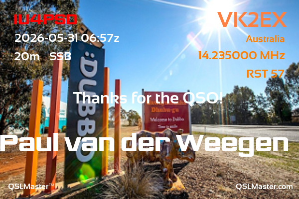QSL Master Card for VK2EX QSO with IU4PSD