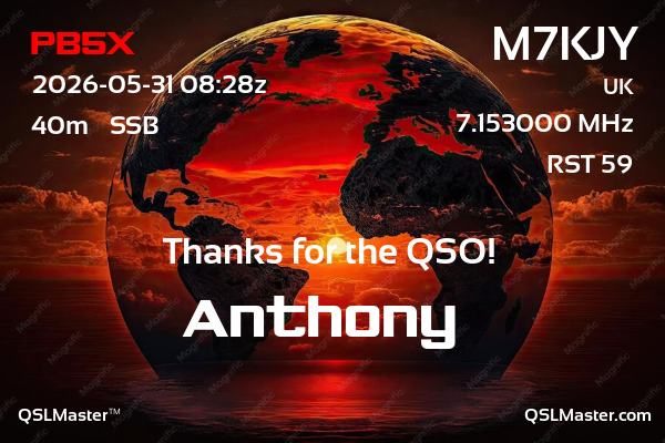 QSL Master Card for M7KJY QSO with PB5X