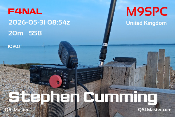 QSL Master Card for M9SPC QSO with F4NAL