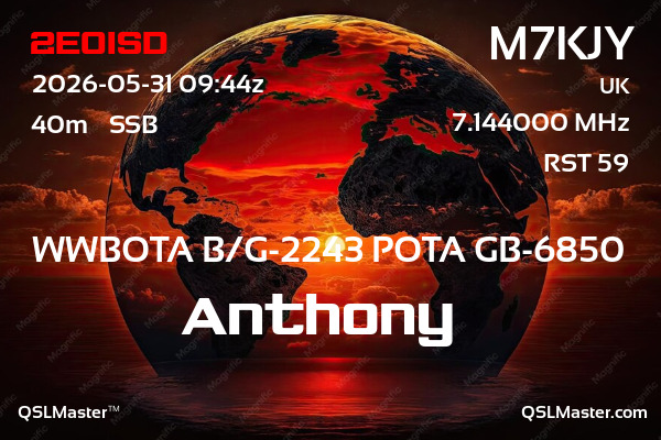 QSL Master Card for M7KJY QSO with 2E0ISD