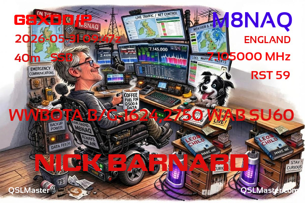 QSL Master Card for M8NAQ QSO with G8XDD/P