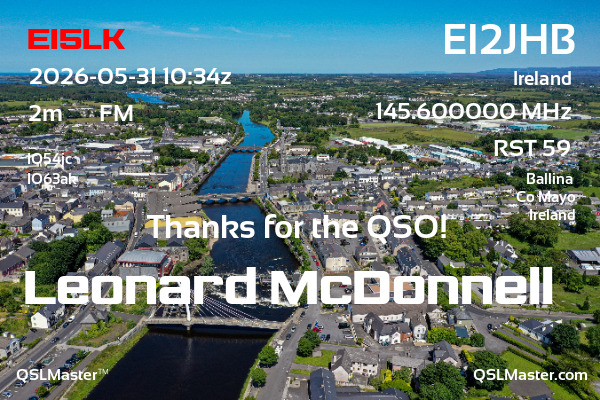 QSL Master Card for EI2JHB QSO with EI5LK