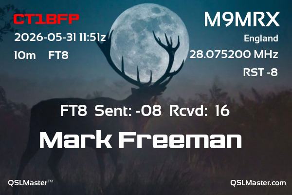 QSL Master Card for M9MRX QSO with CT1BFP