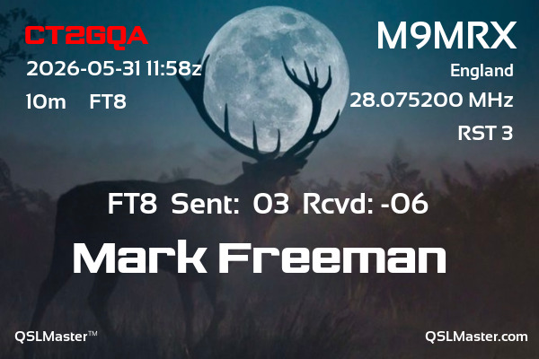 QSL Master Card for M9MRX QSO with CT2GQA