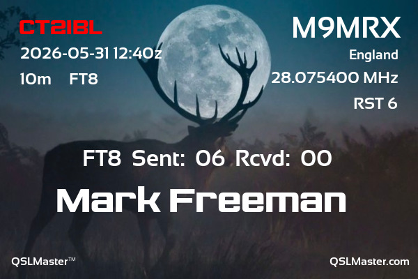 QSL Master Card for M9MRX QSO with CT2IBL