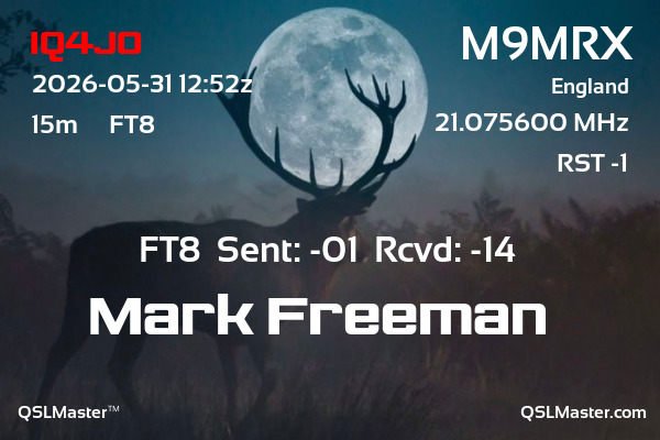 QSL Master Card for M9MRX QSO with IQ4JO