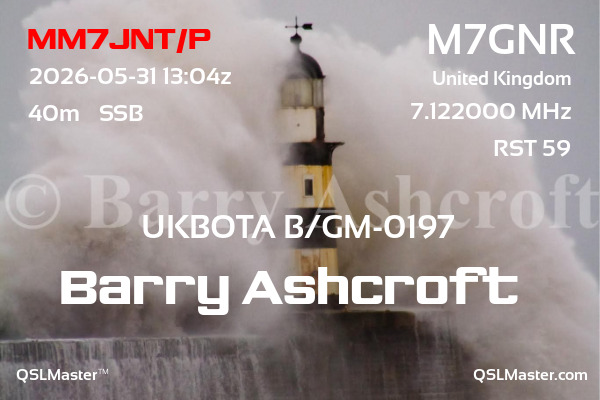 QSL Master Card for M7GNR QSO with MM7JNT/P