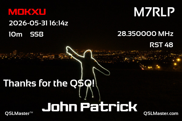 QSL Master Card for M7RLP QSO with MOKXU