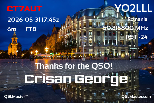 QSL Master Card for YO2LLL QSO with CT7AUT