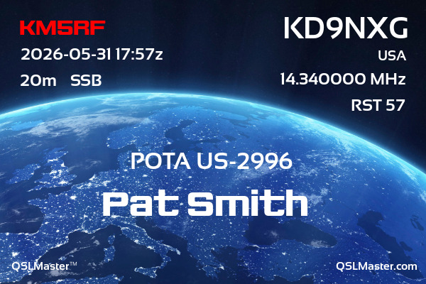 QSL Master Card for KD9NXG QSO with KM5RF
