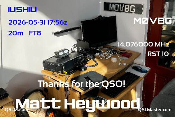 QSL Master Card for M0VBG QSO with IU5HIU