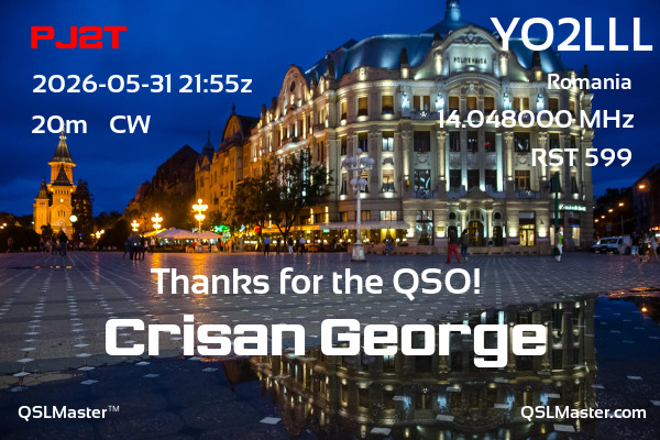 QSL Master Card for YO2LLL QSO with PJ2T