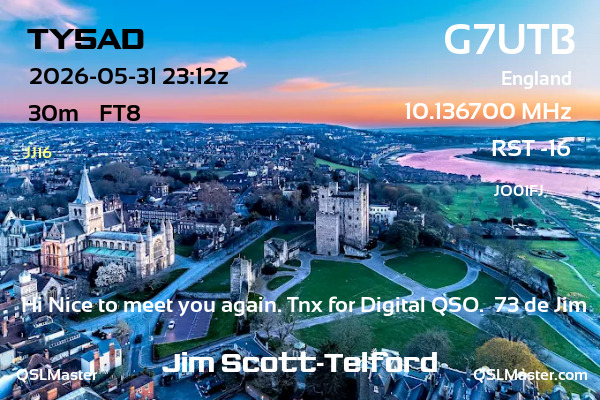 QSL Master Card for G7UTB QSO with TY5AD