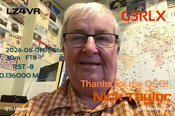 QSL Master Card for G3RLX QSO with LZ4VR