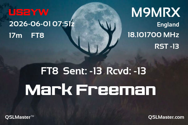 QSL Master Card for M9MRX QSO with US2YW